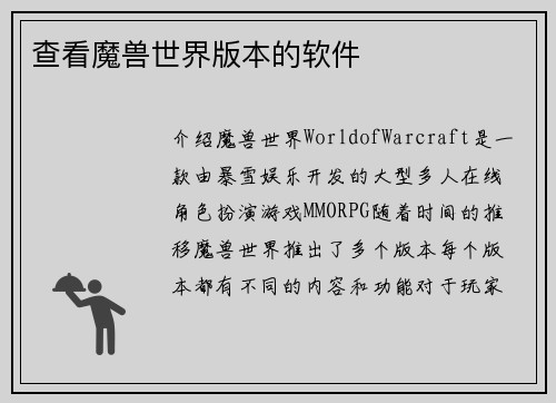 查看魔兽世界版本的软件